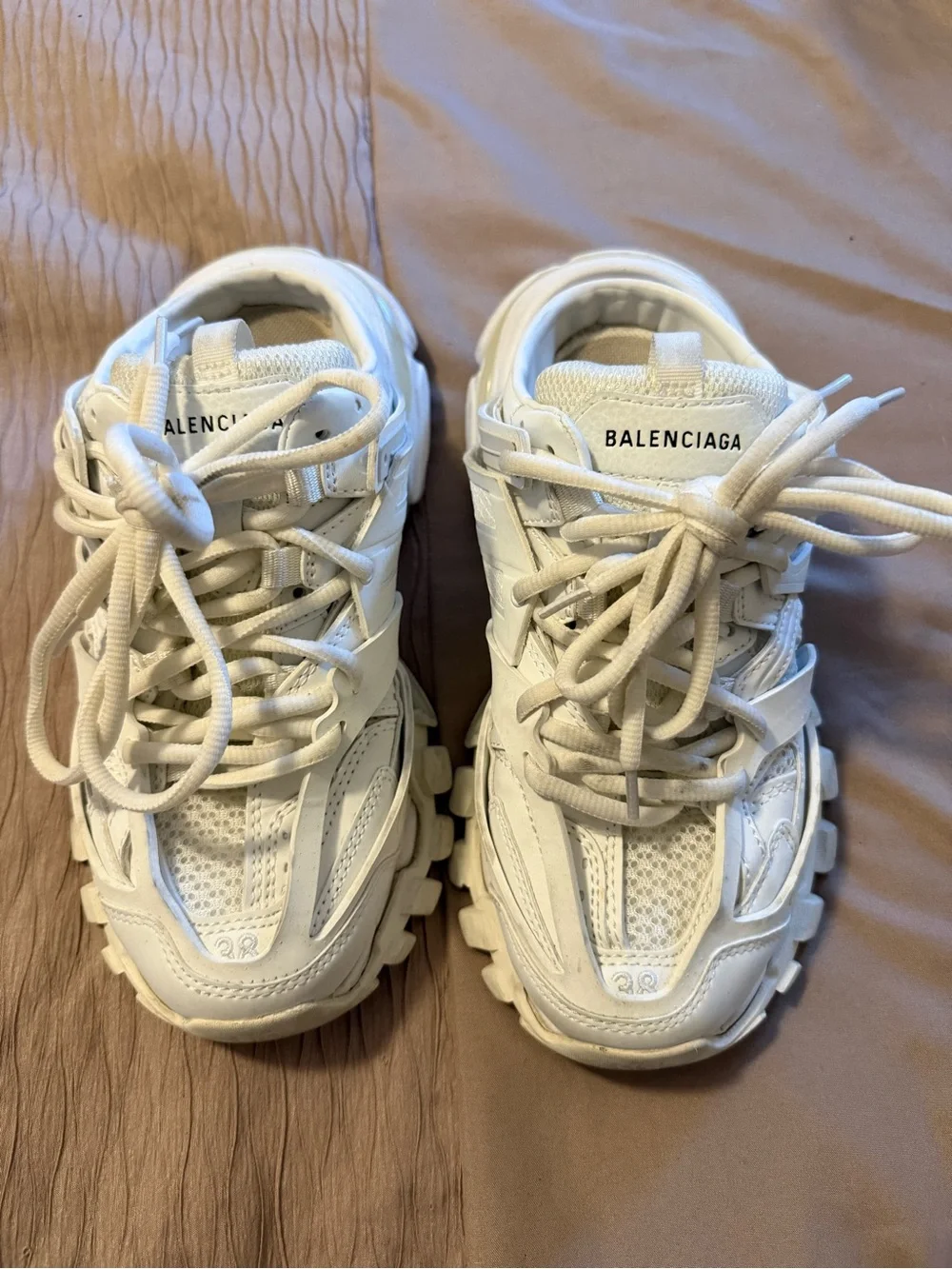 White Layered Track Sneakers, slide on